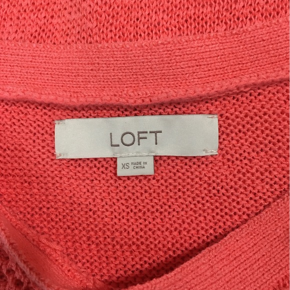 LOFT Coral Knit Boatneck Open Weave Sweater Top - Women’s XS - Picture 9 of 12